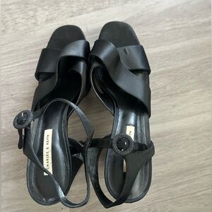 Charles & Keith Black Satin Twist-Strap Heels